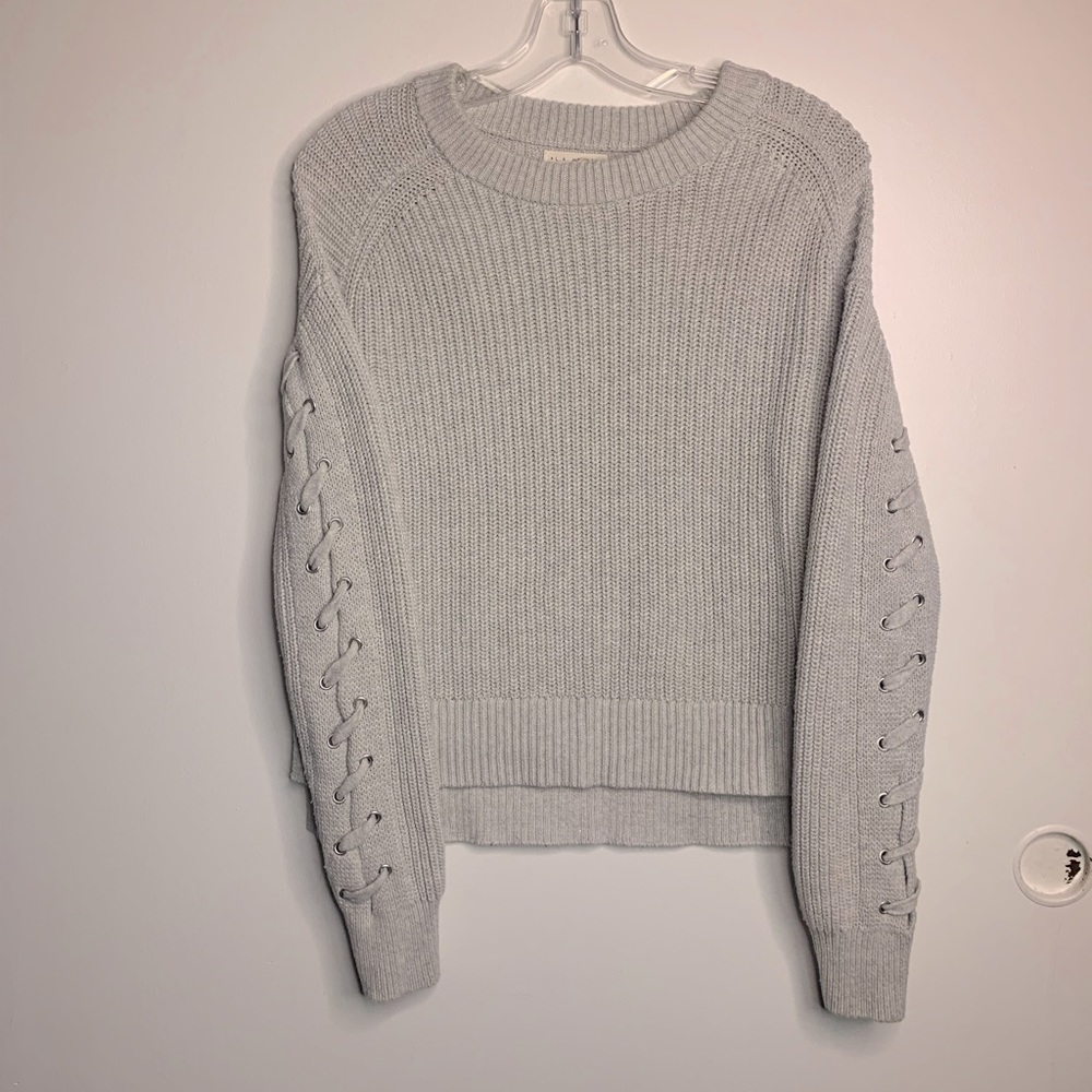 Grey lace up pac sun sweater